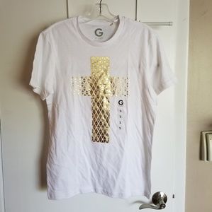 T-shirt with gold cross